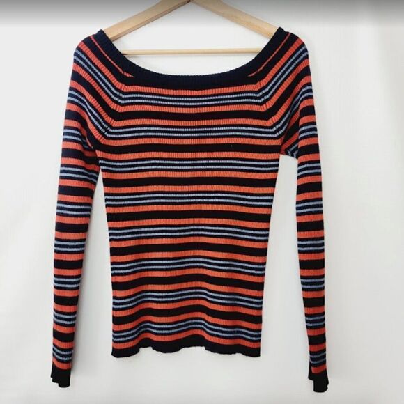 Forever 21 Ribbed Stripey Retro Style Scoop Neck Sweater - Picture 1 of 11